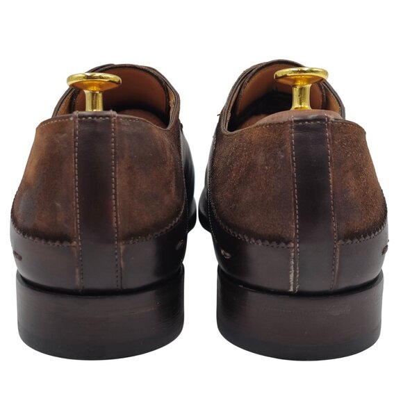 Mezlan Spain Brown Leather Suede Medallion Toe Oxfords Men's 10.5M Dress Shoes - Picture 5 of 11